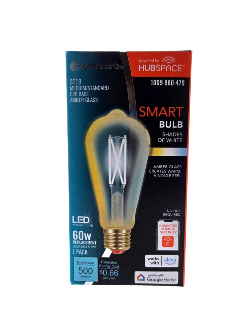 4 pack Ecosmart Smart Bulb 60 watt DECORATIVE AMBER GLASS WHITE LIGHT New in Box
